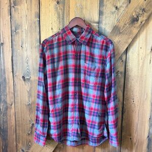 American Eagle Outfitters Red and Blue Light Flannel Checkered Shirt